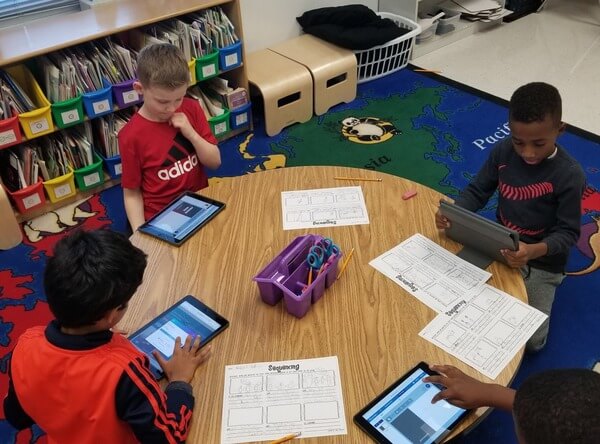 Young students working together